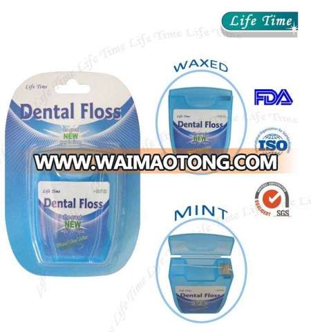 FDA/ISO9001 approved customized mint waxed colored card shape dental floss